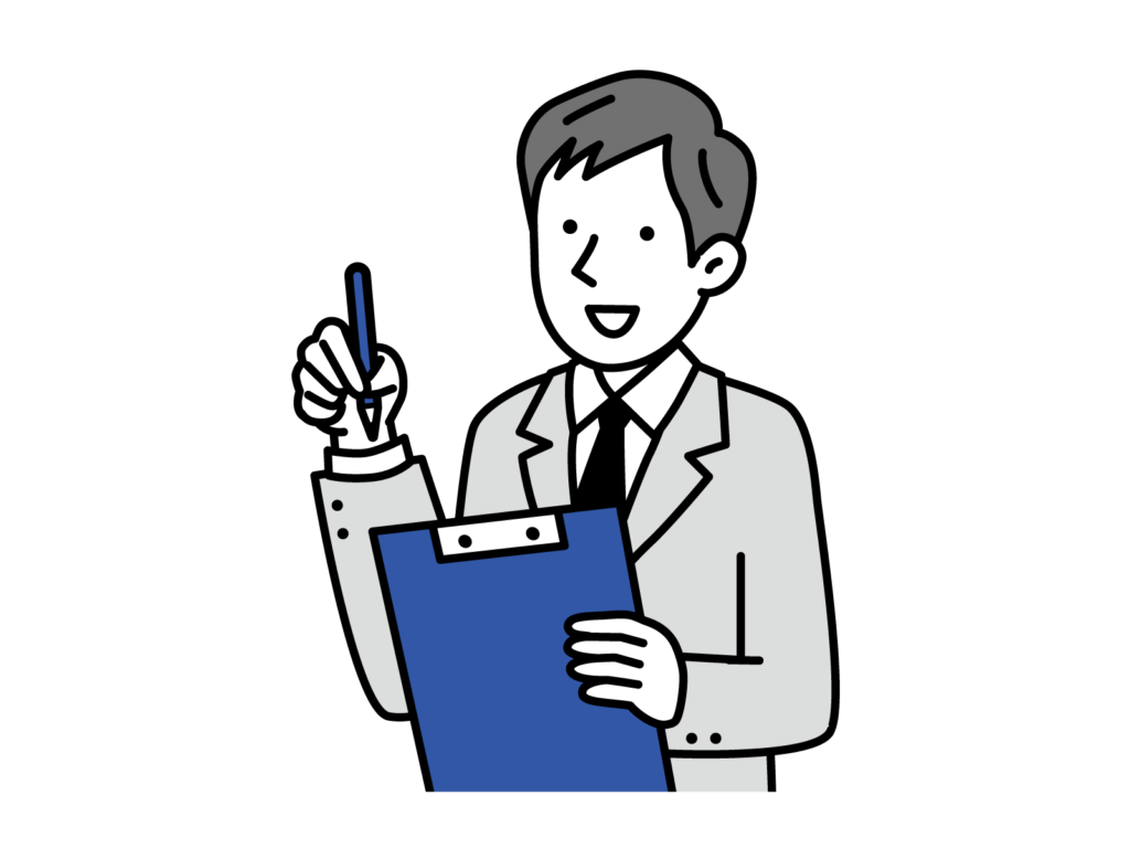 ヒヤリングをする男性